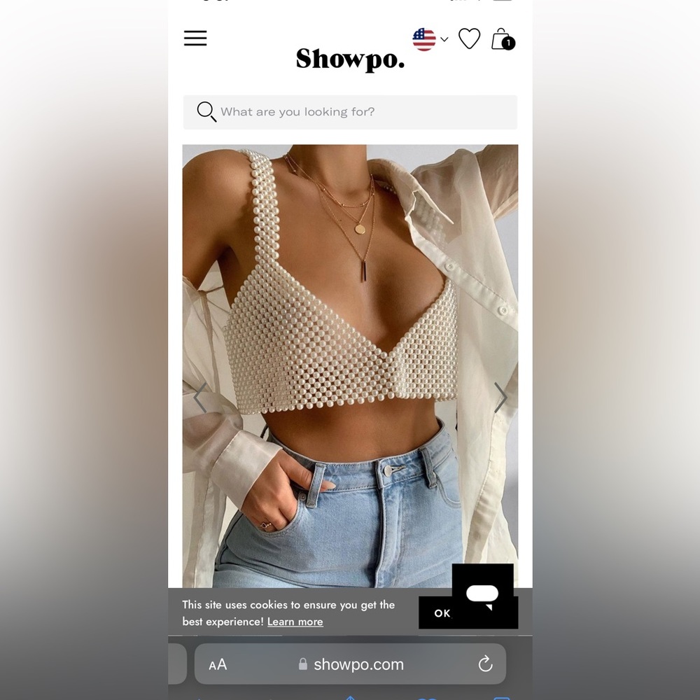 PEARL BEADED TOP Showpo